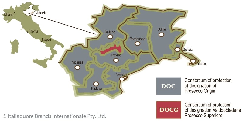 Prosecco region Map